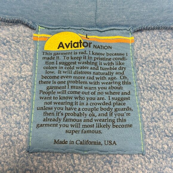 Aviator Nation Large Blue Hoodie Jacket Zipper, Mint Condition, Limited Edition - Picture 4 of 5